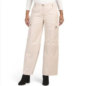 BOD & CHRISTENSEN Patricia cream Leather Cargo Pants